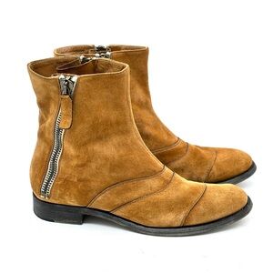 Chloe Brown Suede Double Zip Ankle Boots